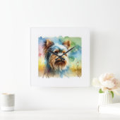 Yorkshire Terrier 080724AREF106 - Watercolor スクエア壁時計 (ホーム)