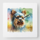 Yorkshire Terrier 080724AREF106 - Watercolor スクエア壁時計 (正面)