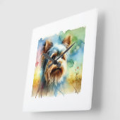 Yorkshire Terrier 080724AREF106 - Watercolor スクエア壁時計 (傾斜)