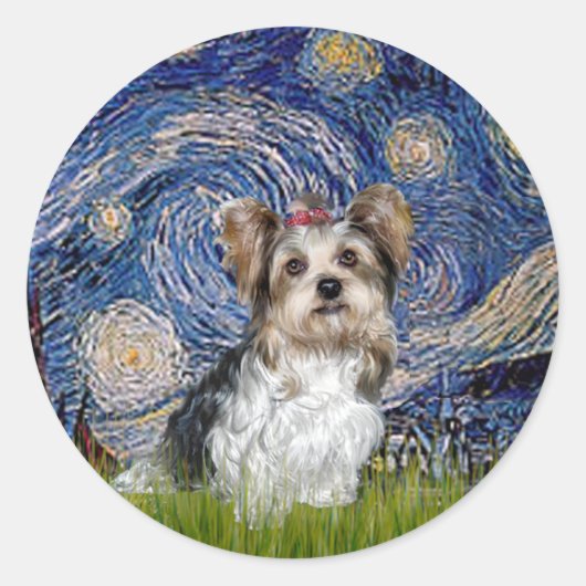 Yorkshire Terrier (Biewer) - Starry Night ラウンドシール (正面)