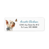 Yorkshire Terrier Butterfly Wonder Return Address ラベル (正面)