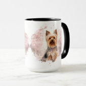 Yorkshire Terrier Cherry Blossom Watercolor Gift マグカップ (正面右)