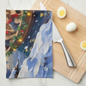 Yorkshire Terrier Christmas Boat Holiday キッチンタオル (四つ折り)