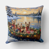 Yorkshire Terrier Christmas Boat Holiday クッション (裏面)