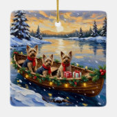 Yorkshire Terrier Christmas Boat Holiday セラミックオーナメント (裏面)