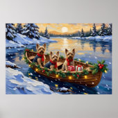 Yorkshire Terrier Christmas Boat Holiday ポスター (正面)