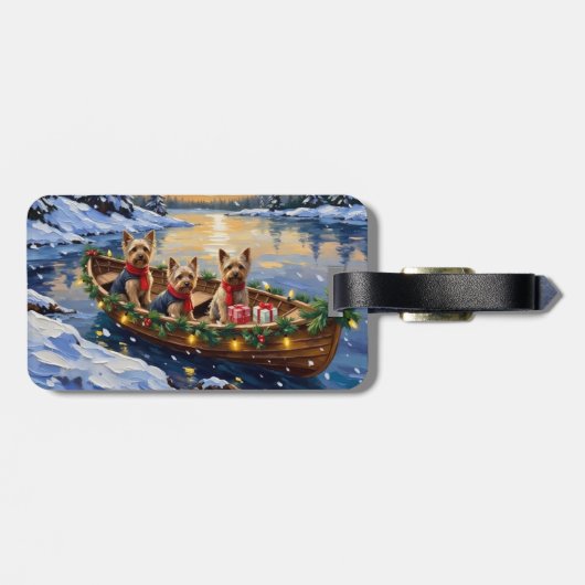 Yorkshire Terrier Christmas Boat Holiday ラゲッジタグ (裏面横)