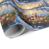 Yorkshire Terrier Christmas Boat Holiday ラッピングペーパー (ロールコーナー)
