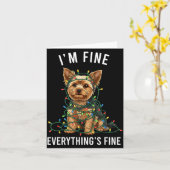 Yorkshire Terrier Christmas I'm Fine Everything Is カード (黄色い花)