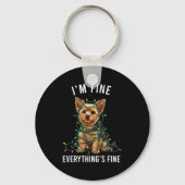 Yorkshire Terrier Christmas I'm Fine Everything Is キーホルダー (正面)