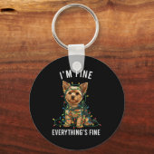 Yorkshire Terrier Christmas I'm Fine Everything Is キーホルダー (正面)