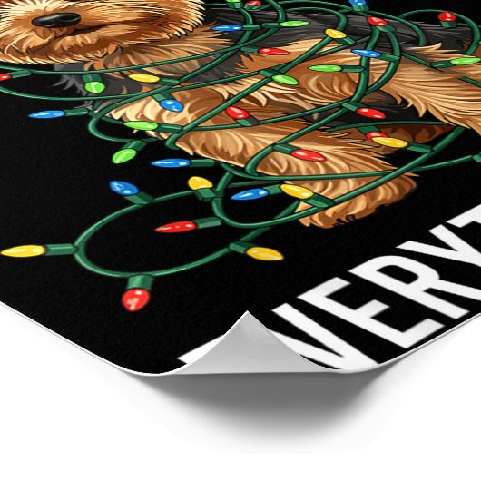 Yorkshire Terrier Christmas I'm Fine Everything Is ポスター (角)