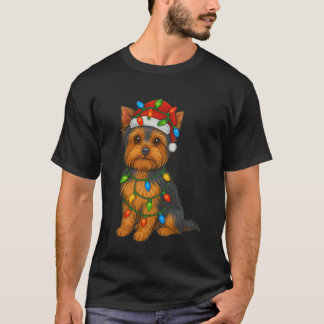 Yorkshire Terrier Christmas Lights Dog Lover Xmas  Tシャツ