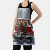 Yorkshire Terrier Christmas Red Truck Holiday Gift エプロン (インサイチュ)
