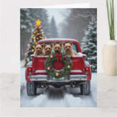 Yorkshire Terrier Christmas Red Truck Holiday Gift カード (正面)