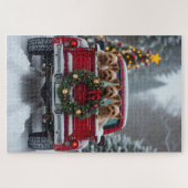Yorkshire Terrier Christmas Red Truck Holiday Gift ジグソーパズル (横)