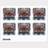 Yorkshire Terrier Christmas Red Truck Holiday Gift スクエアシール (シート)