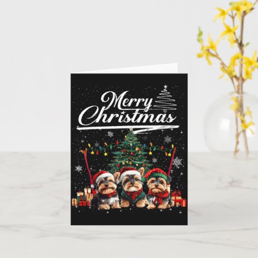 Yorkshire Terrier Christmas Tree Decorations Dog L カード (黄色い花)