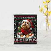 Yorkshire Terrier Christmas Tree Decorations Dog L カード (黄色い花)