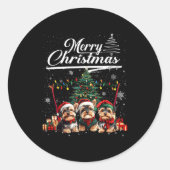 Yorkshire Terrier Christmas Tree Decorations Dog L ラウンドシール (正面)