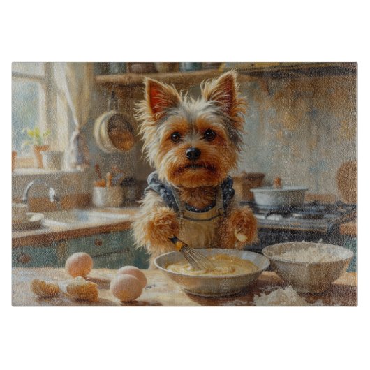 Yorkshire Terrier Cooking in Kitchen カッティングボード (正面)