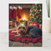Yorkshire Terrier Cozy Christmas Evening Painting カード (正面)