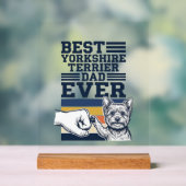 Yorkshire Terrier Dad Fist Bump Vintage Vector Des アクリルサイン (ニュートラル)