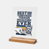 Yorkshire Terrier Dad Fist Bump Vintage Vector Des アクリルサイン (傾斜)