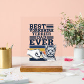 Yorkshire Terrier Dad Fist Bump Vintage Vector Des アクリルサイン (ウェディング)