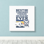 Yorkshire Terrier Dad Fist Bump Vintage Vector Des キャンバスプリント (インサイチュ (ウッドフロア))