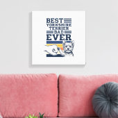 Yorkshire Terrier Dad Fist Bump Vintage Vector Des キャンバスプリント (インサイチュ (リビング))