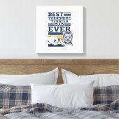 Yorkshire Terrier Dad Fist Bump Vintage Vector Des キャンバスプリント (インサイチュ (寝室))