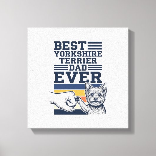 Yorkshire Terrier Dad Fist Bump Vintage Vector Des キャンバスプリント (正面)