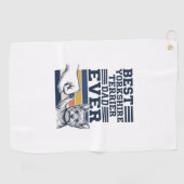 Yorkshire Terrier Dad Fist Bump Vintage Vector Des ゴルフタオル (横)