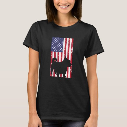 Yorkshire Terrier Distressed Patriotic All America Tシャツ (正面)