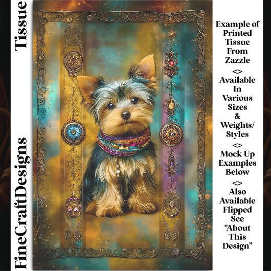 Yorkshire Terrier Dog Baroque Frame DY3L Decoupage 薄葉紙