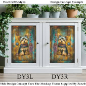 Yorkshire Terrier Dog Baroque Frame DY3L Decoupage 薄葉紙