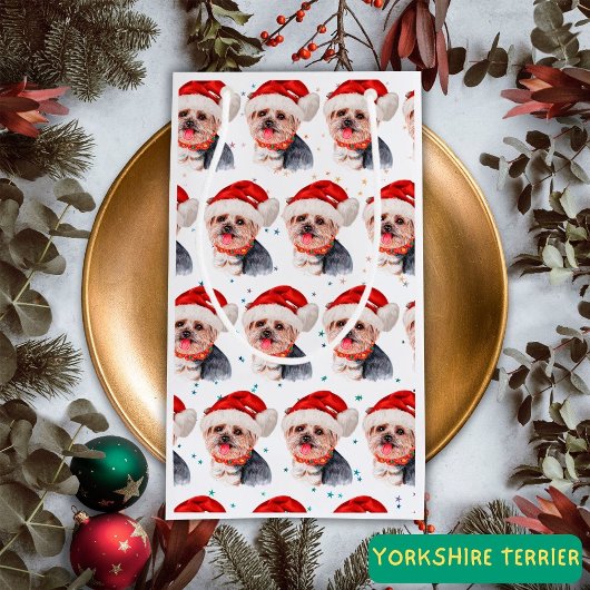 Yorkshire Terrier Dog Breed Christmas Stars スモールペーパーバッグ