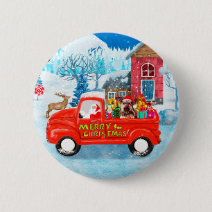 Yorkshire Terrier Dog Christmas Delivery Truck 缶バッジ