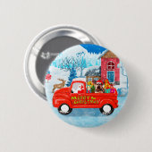 Yorkshire Terrier Dog Christmas Delivery Truck 缶バッジ (正面&裏面)
