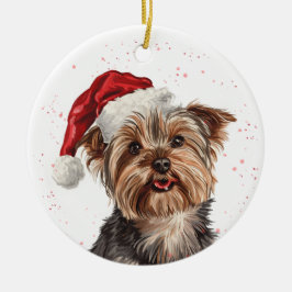 Yorkshire Terrier Dog Christmas Personalized セラミックオーナメント