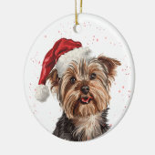 Yorkshire Terrier Dog Christmas Personalized セラミックオーナメント (左)
