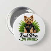 Yorkshire Terrier Dog Dad   Real Men Love  缶バッジ (正面&裏面)