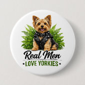 Yorkshire Terrier Dog Dad   Real Men Love  缶バッジ (正面)