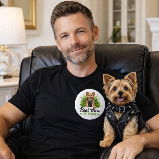 Yorkshire Terrier Dog Dad   Real Men Love  缶バッジ