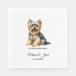 Yorkshire Terrier Dog I Love Her First 結婚's スタンダードランチョンナプキン
