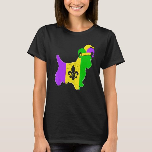 Yorkshire Terrier Dog Mardi Gras Carnival Funny Pu Tシャツ (正面)