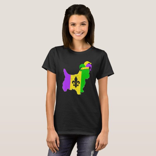 Yorkshire Terrier Dog Mardi Gras Carnival Funny Pu Tシャツ (正面フル)