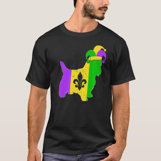 Yorkshire Terrier Dog Mardi Gras Carnival Funny Pu Tシャツ (正面)