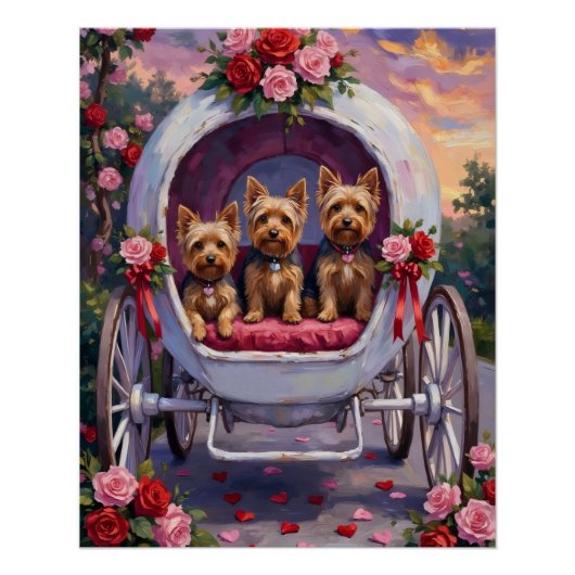 Yorkshire Terrier Dog Valentine's Day ポスター (正面)